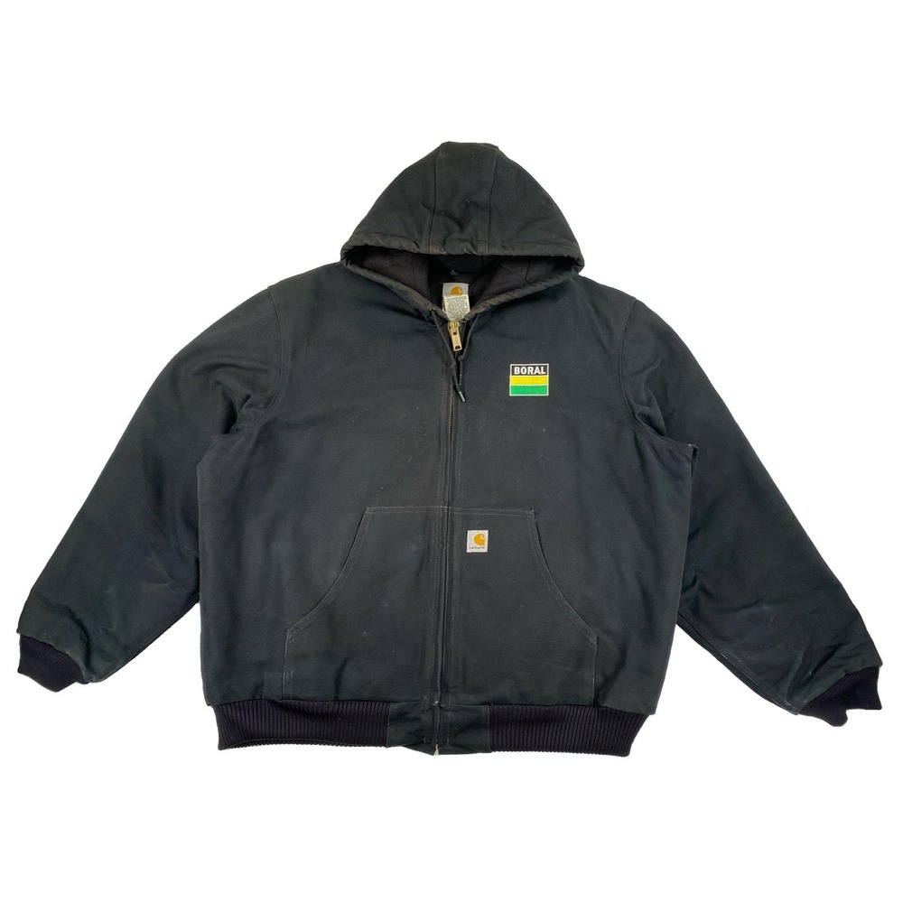 Carhartt J140 Active Jacket Men's XL Black Company Logo Distressed USA Made